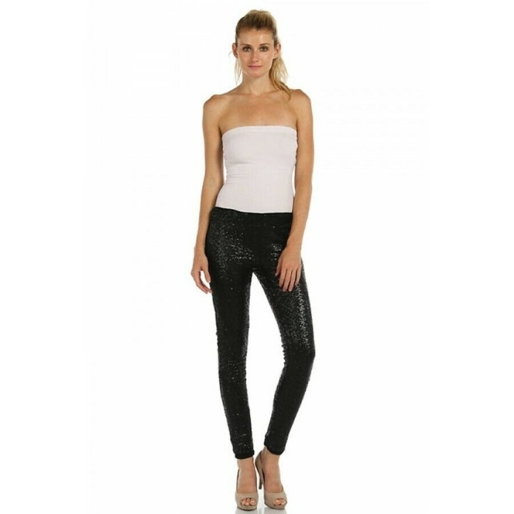 May & July Small allover‎ sequin Glitzy Leggings sparkly slim leg blk pants new